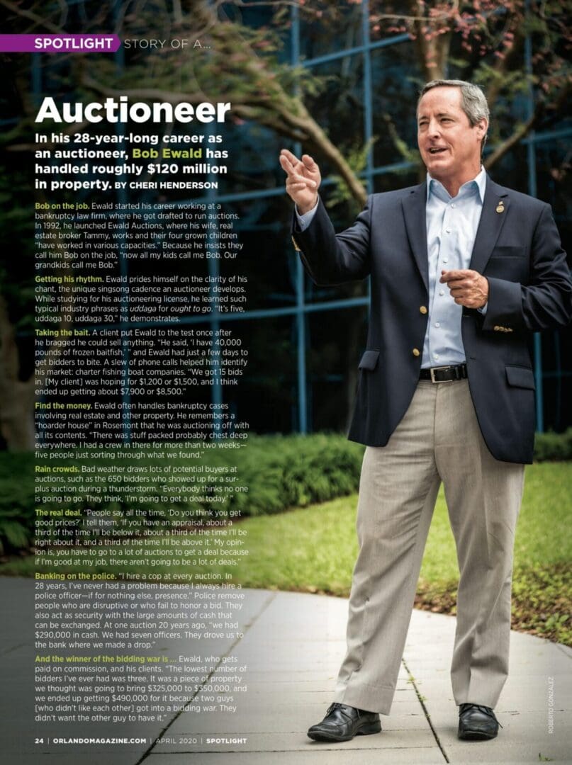 Auctioneer poster with information
